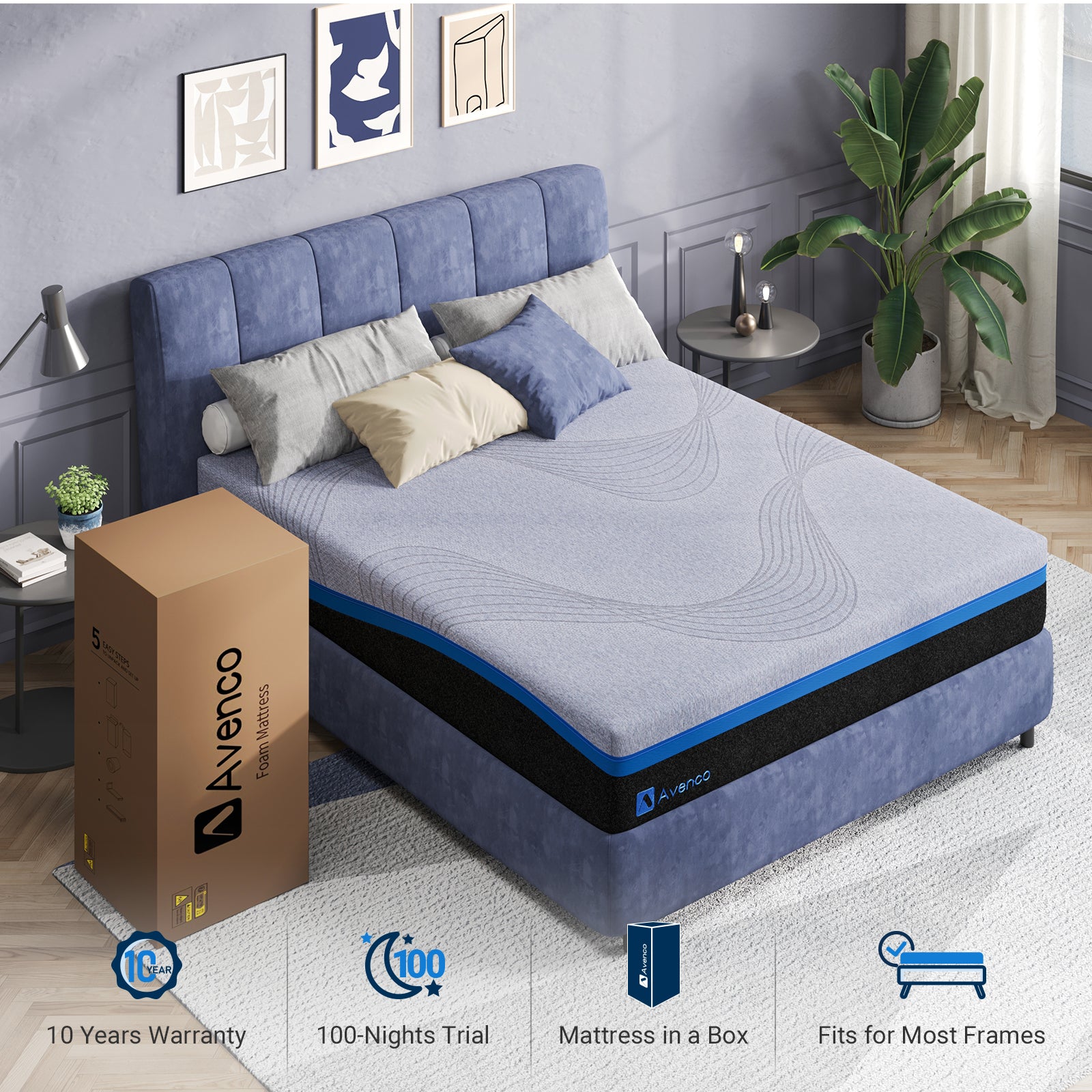 Avenco®Mattress starry 10 inch mediumfirm gel memory foam mattress